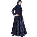 Polka dotted asymmetrical dress abaya- Navy Blue Polka dotted asymmetrical dress abaya- Navy Blue